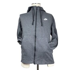 Nike Hoodie Mens Small Gray Sportswear Club Fleece Full Zip Swoosh CJ4443-071